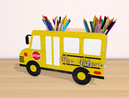 School Bus Pen Holder SVG Bundle Laser Cut File for Glowforge and xTool