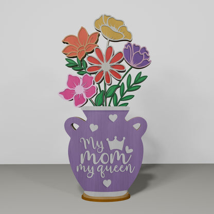 Floral Mom Mug Tabletop Decor SVG Mother's Day for LightBurn