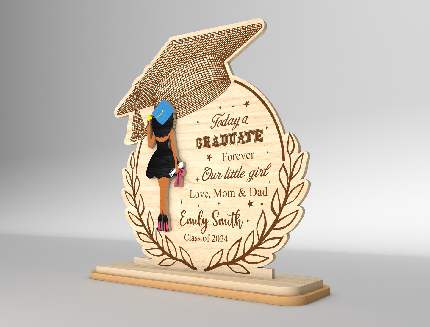 Personalized Graduation Girl Sign SVG for Glowforge and LightBurn