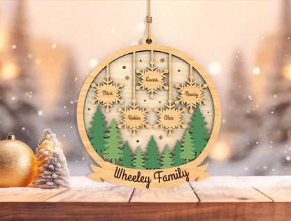 Personalized Family Snowflake Forest Christmas Ornament SVG 6