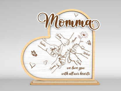 Mother's Day Personalized Family Hands Sign SVG for Glowforge