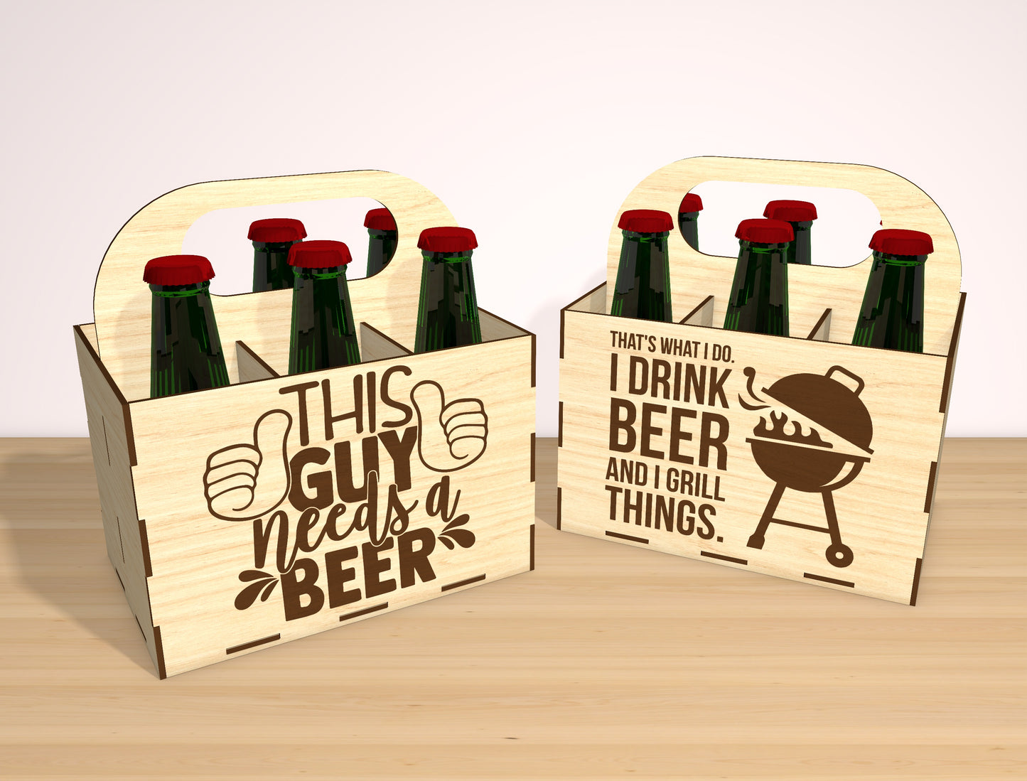 Beer Carrier Laser Cut File Bundle | Funny Dad Beer Caddy | Rustic Gift Box Decor | Glowforge, xTool, LightBurn, etc.