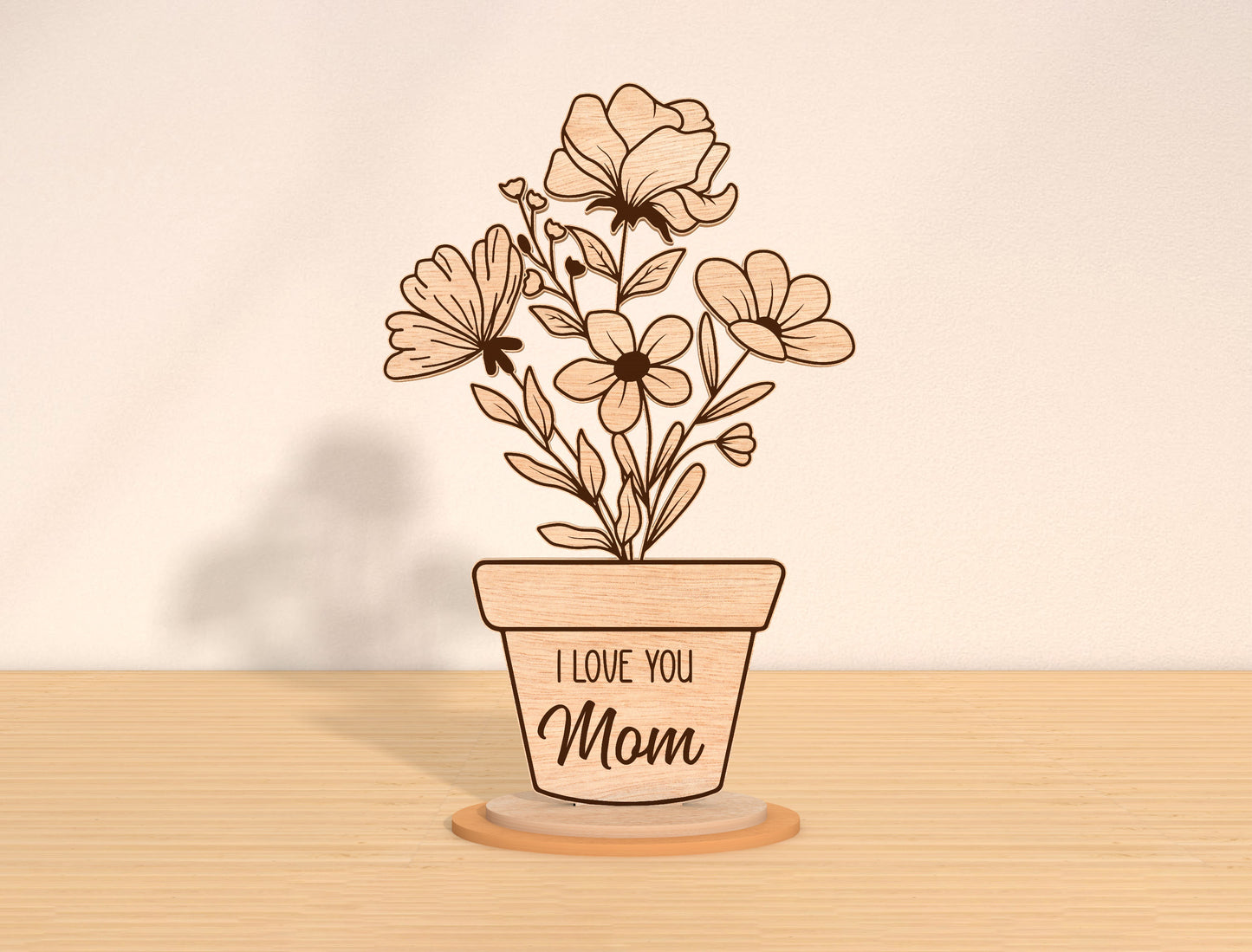 Mom Flower Pot Sign SVG Bundle Mother's Day for LightBurn and xTool