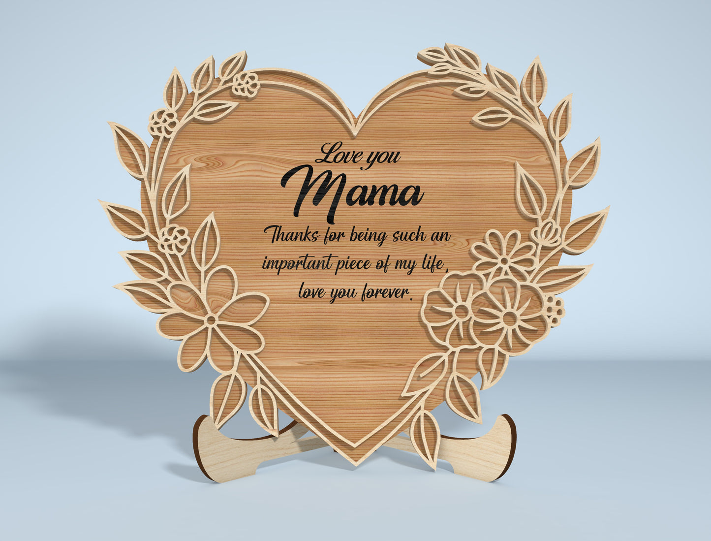 Floral Engraved Heart Stand Sign SVG Bundle for Glowforge