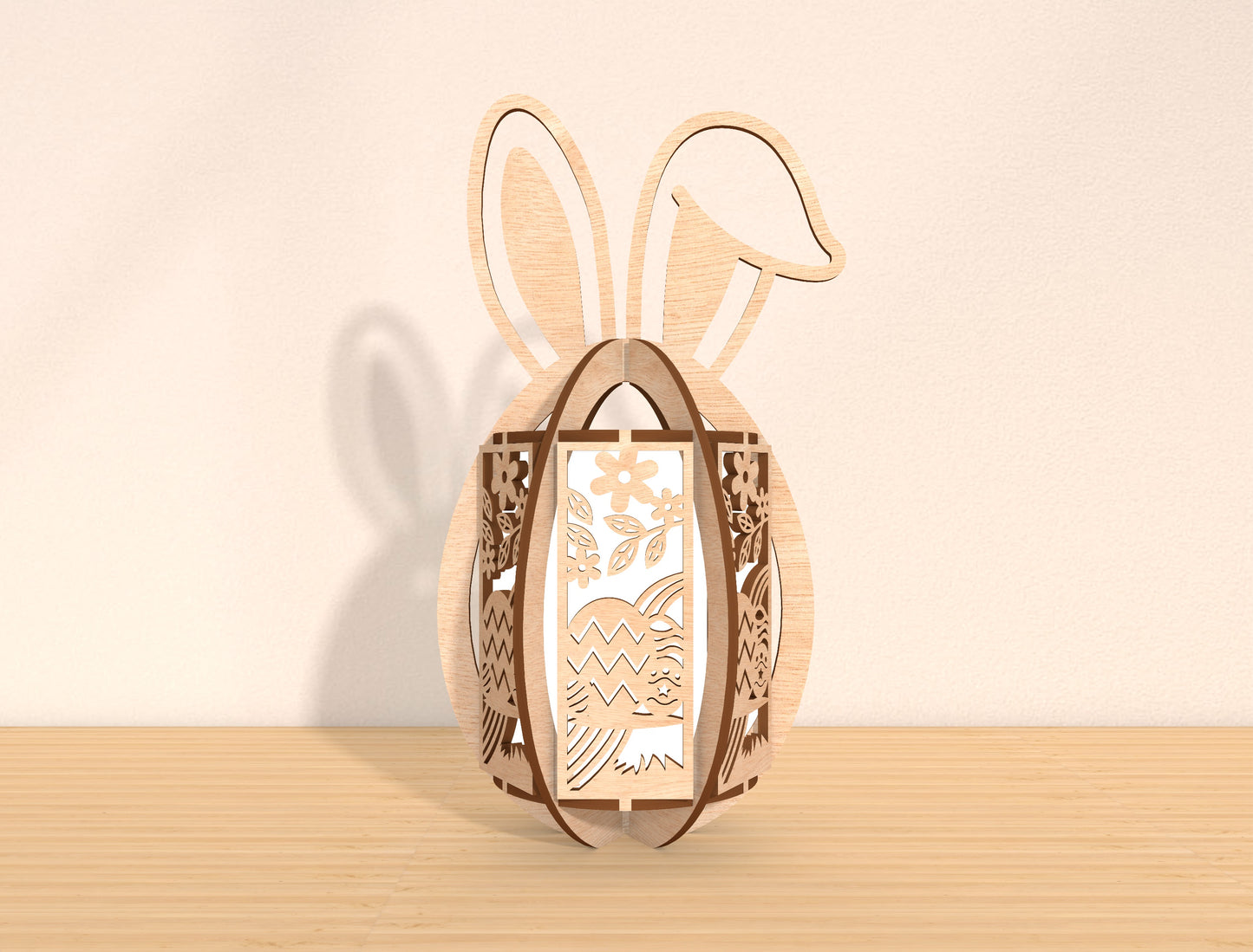 Easter Bunny Lantern Laser Cut File | DIY Wooden Bunny Light Decor | Spring Home Accent | Glowforge, xTool, LightBurn, etc.