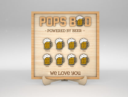 Grandpa Powered by Beer Sign SVG Laser Cut File for Glowforge and xTool