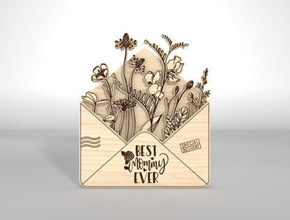 Mother's Day Gift Card Holder SVG Floral Envelope for Glowforge