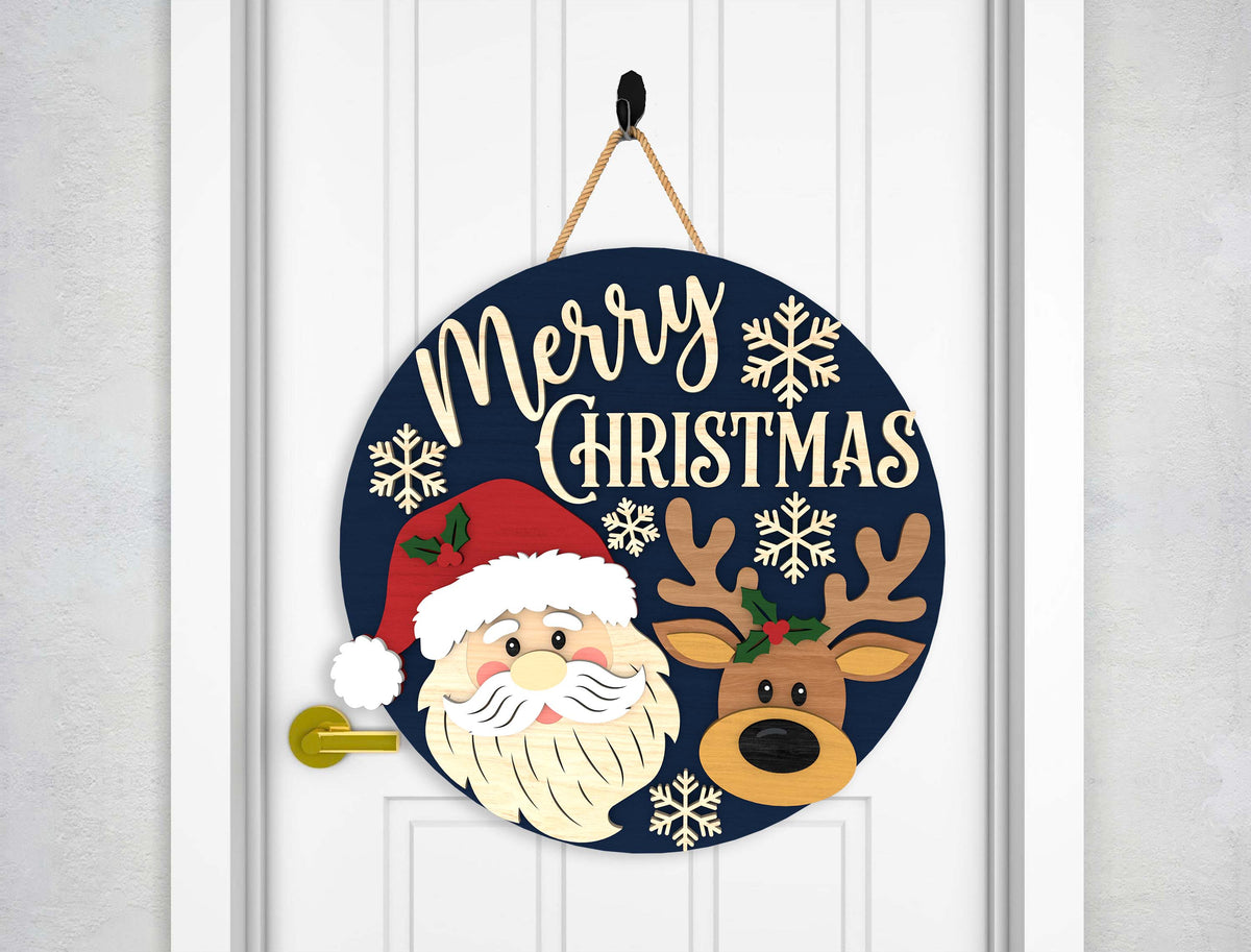 Christmas Door Hanger SVG Bundle Santa Reindeer Designs 7