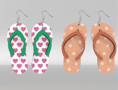 Flip Flop Earrings SVG Bundle Laser Cut File for Glowforge and xTool