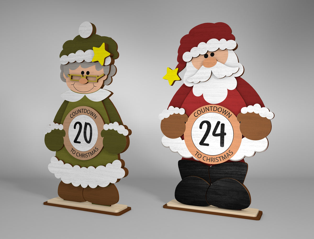 Standing Countdown Mr & Mrs Claus SVG Set 6