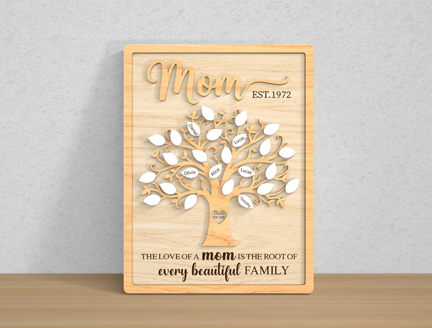 Personalized Family Name Mom Sign SVG Bundle for Glowforge