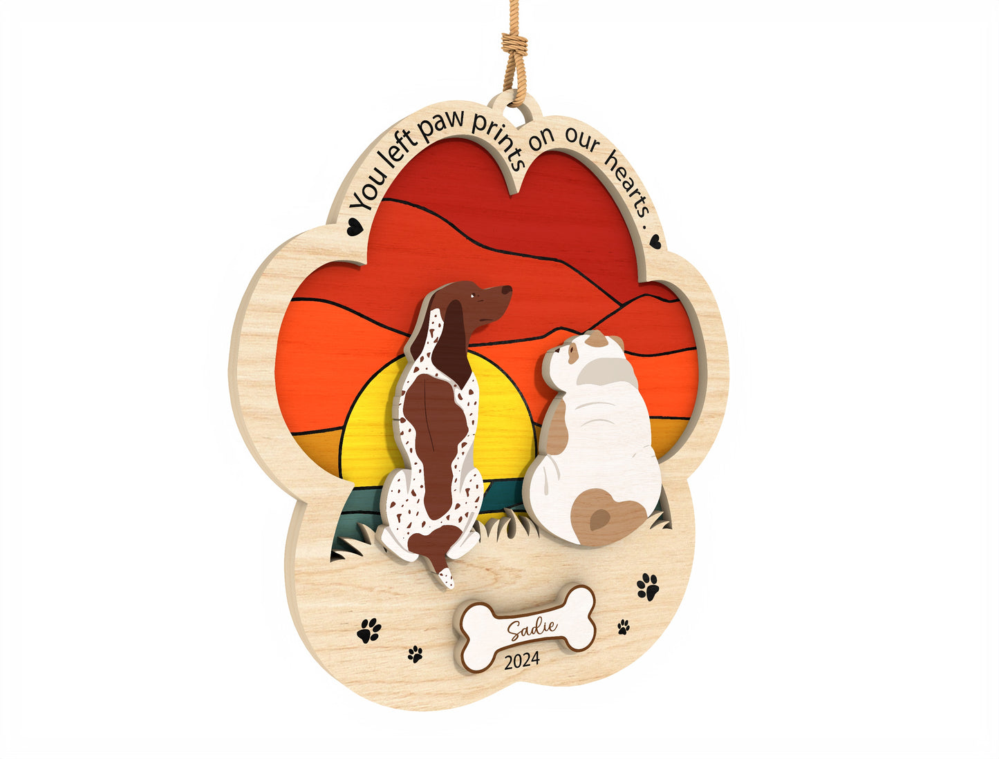 Dog Memorial Ornament SVG Bundle Multilayer Pet Laser Cut File for Glowforge, xTool, or LightBurn