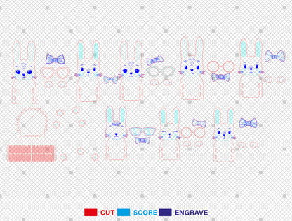 Cute Bunny Egg Holder Stand Glasses Bow SVG 8 Designs for LightBurn and xTool