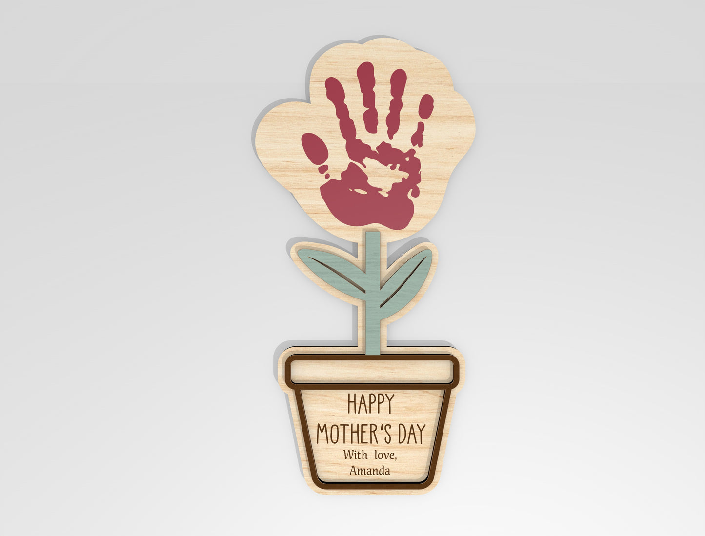 Mother's Day Handprint Craft Bundle SVG Kids Sign Laser Cut File for LightBurn and xTool