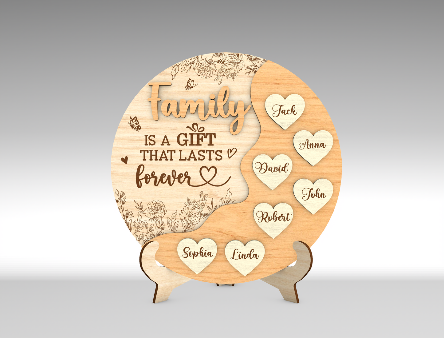 Custom Name Heart Balloon Family Sign SVG for Glowforge and xTool