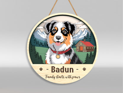 Dog Memorial Scenic Door Sign SVG Custom Pet Landscape Tribute Laser Cut File for xTool