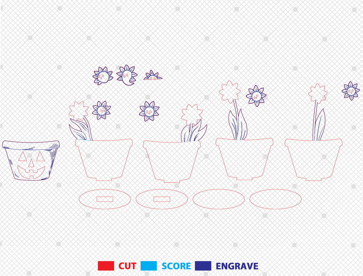 Halloween Sunflower Ghost Multilayer SVG for Glowforge xTool LightBurn
