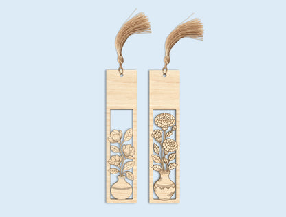 Floral Vase Bookmark SVG Bundle Teacher Appreciation Laser Cut File for Glowforge and xTool