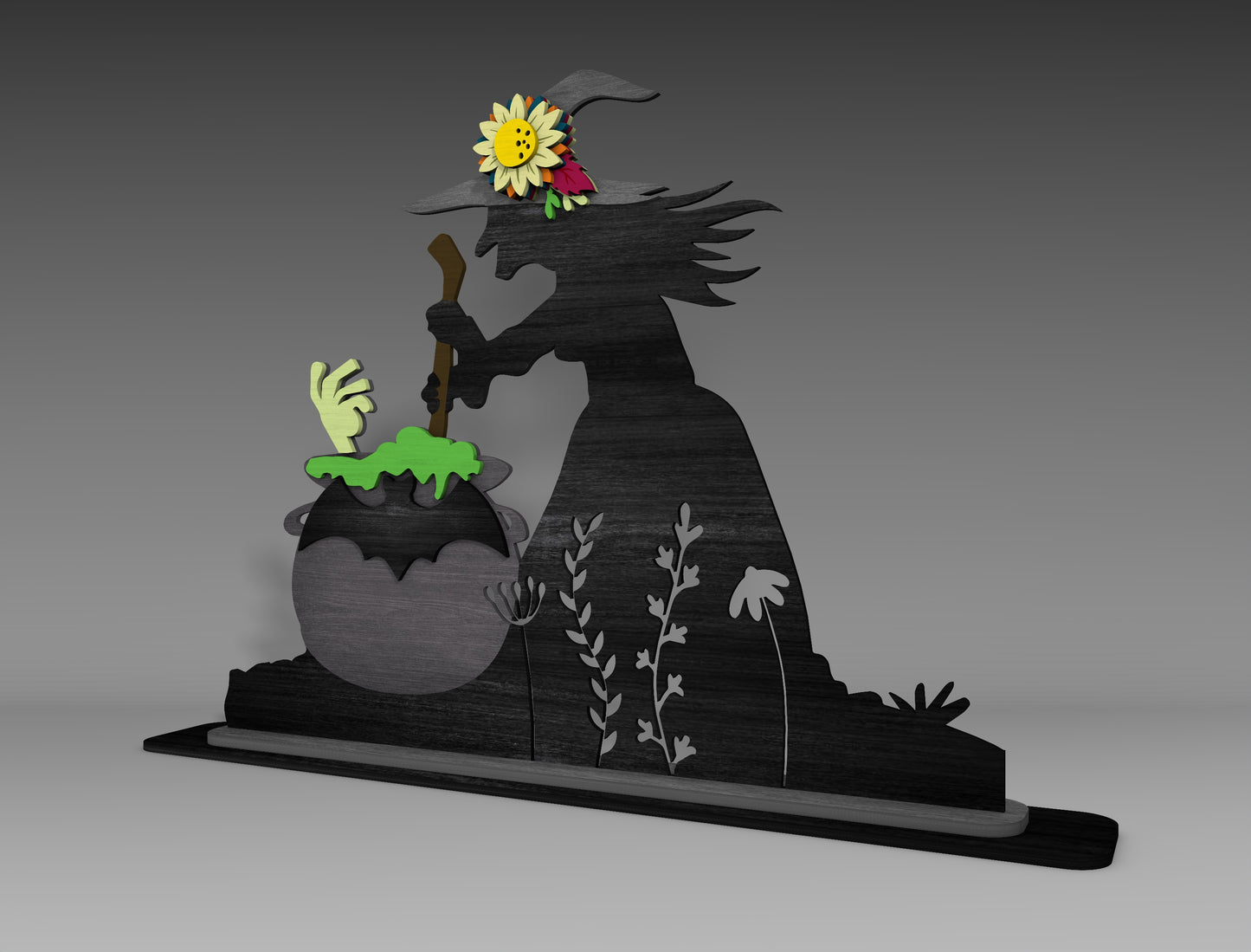 Halloween Witch Silhouette SVG Bundle Standing Shelf Sitter for LightBurn Glowforge xTool 3 Designs