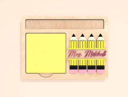 Personalized Teacher Sticky Note Holder SVG Bundle Laser Cut File for Glowforge