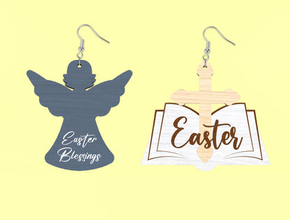 Christian Easter Earring SVG He Is Risen Cross 12 Designs for Glowforge