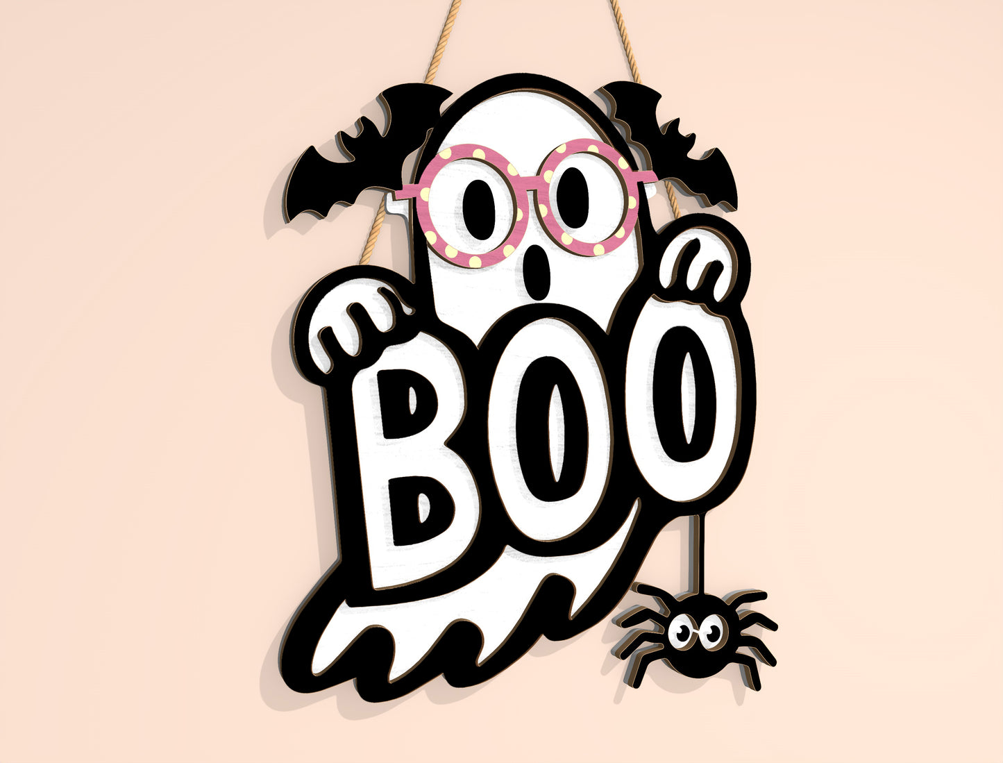 Halloween Boo Ghost Door Hanger SVG Laser Cut File | 2 Cute Spooky Designs | Funny Front Door Decor | Glowforge, xTool, LightBurn, etc.