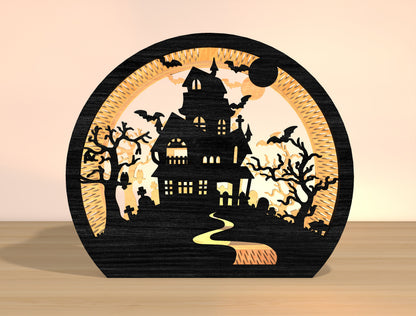 Haunted House Halloween Lantern SVG Bundle for Glowforge xTool LightBurn