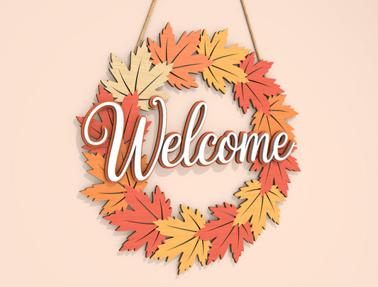 Welcome Fall Wreath SVG Set for Glowforge xTool LightBurn 2 Designs