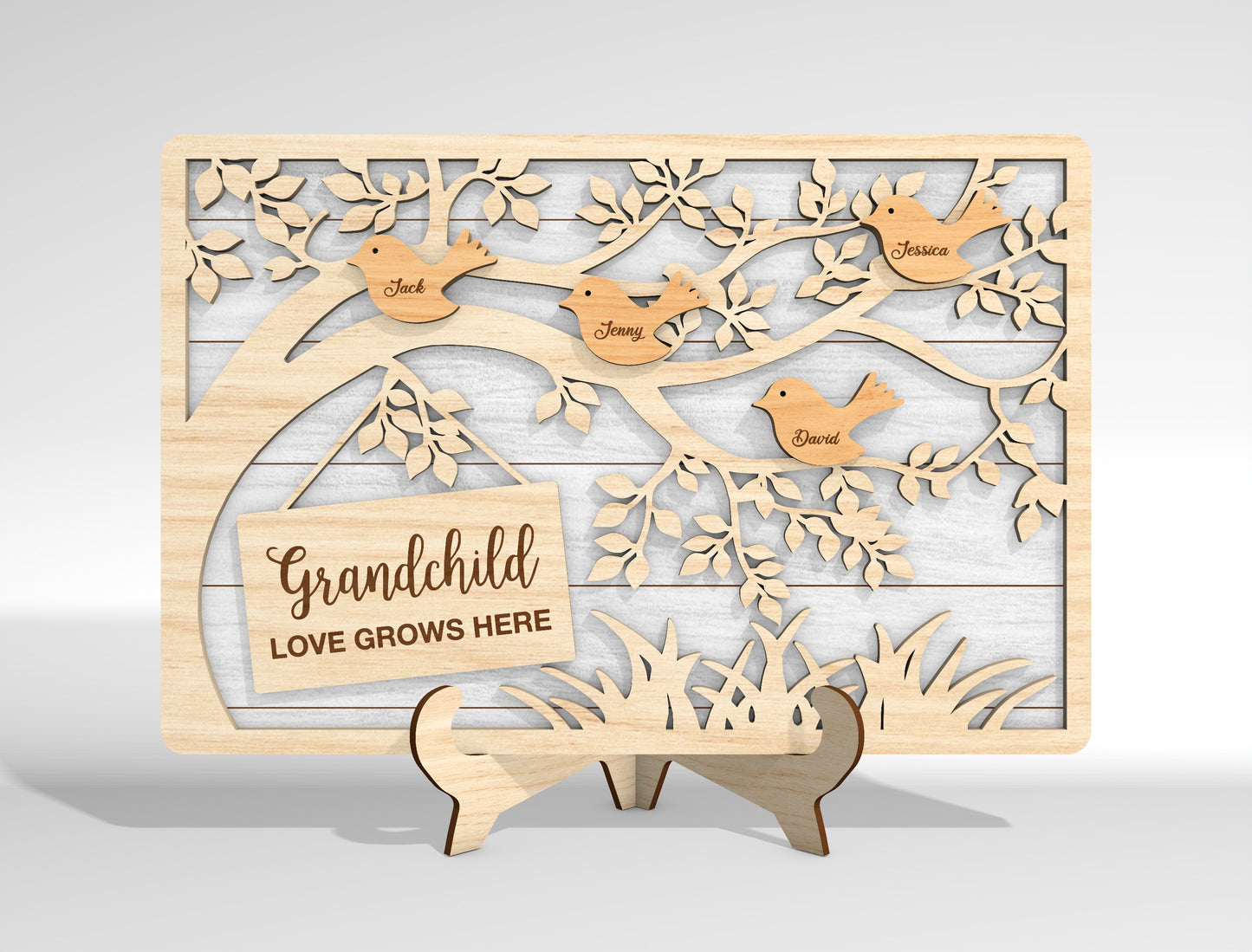 Personalized Bird Family Custom Name Tree Sign SVG for xTool