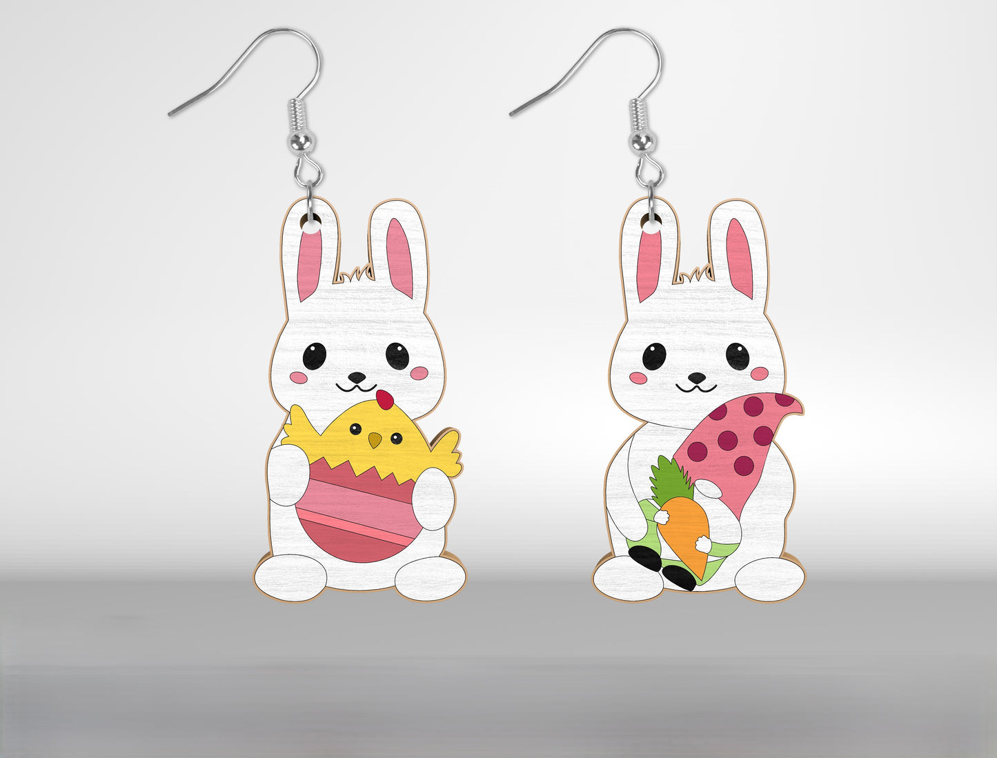 Easter Bunny Earrings SVG Set 10 Designs Cute Jewelry for LightBurn and xTool