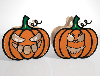 Halloween Pumpkin Face SVG Bundle Laser Cut File | 35 Jack O Lantern Designs | Spooky Wooden Decor | Glowforge, xTool, LightBurn, etc.