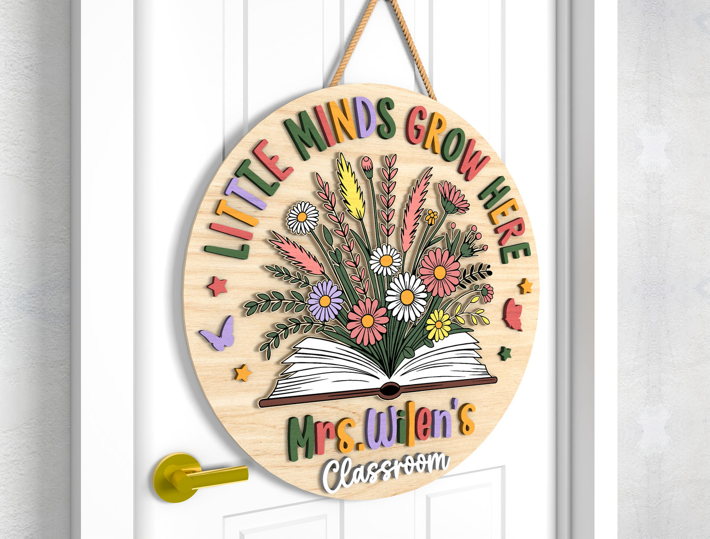 Little Minds Grow Here Door Hanger SVG for Glowforge and xTool Users