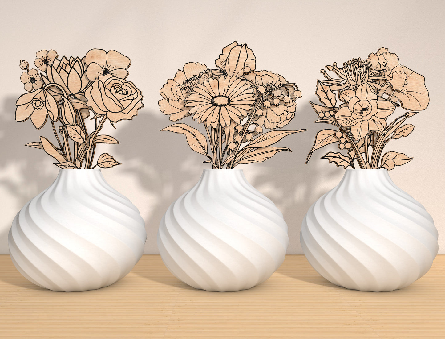 Birth Month Flower Name Stand SVG Bundle for Glowforge and xTool