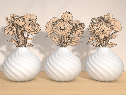 Birth Month Flower Name Stand SVG Bundle for Glowforge and xTool