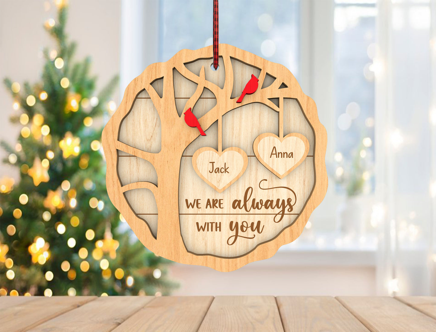 Cardinal Memorial Ornament SVG Bundle Family Tree Decor Laser Cut File for Glowforge