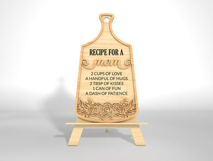 Mother's Day Cutting Board Recipe Mom SVG Bundle for LightBurn and xTool