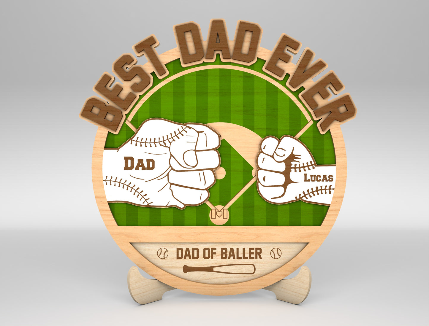 Best Dad Hands Fist Bump Sign SVG Laser Cut File for LightBurn and xTool