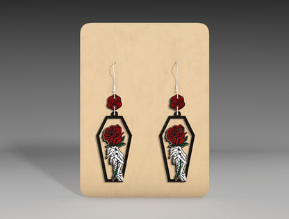 Halloween Coffin Earrings SVG Bundle 5 Skeleton Rose Designs for xTool Glowforge