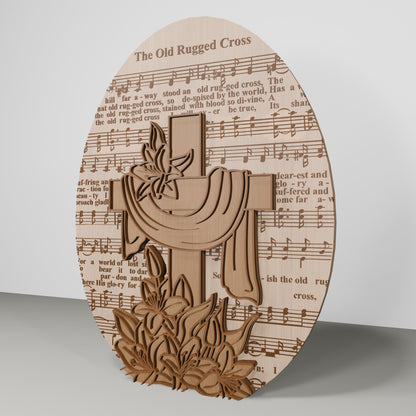 Christian Easter Cross Tabletop Wood Sign Set SVG for Glowforge and xTool