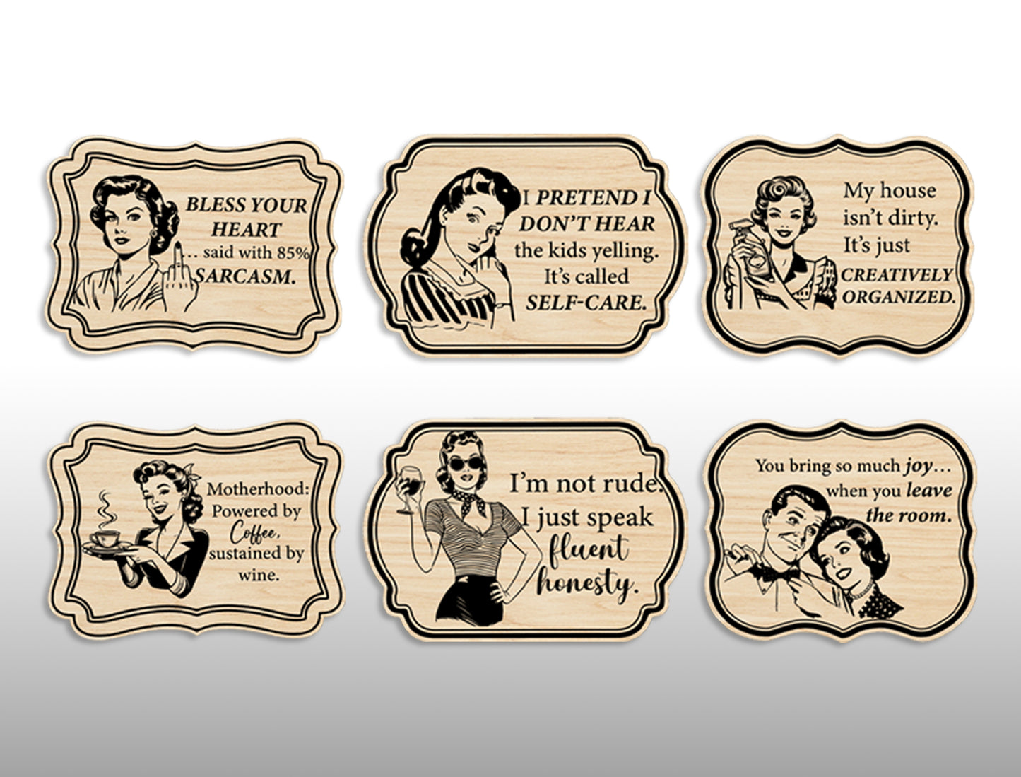 Vintage Woman Retro Lady Quote Magnet SVG Laser Cut File for Glowforge and xTool