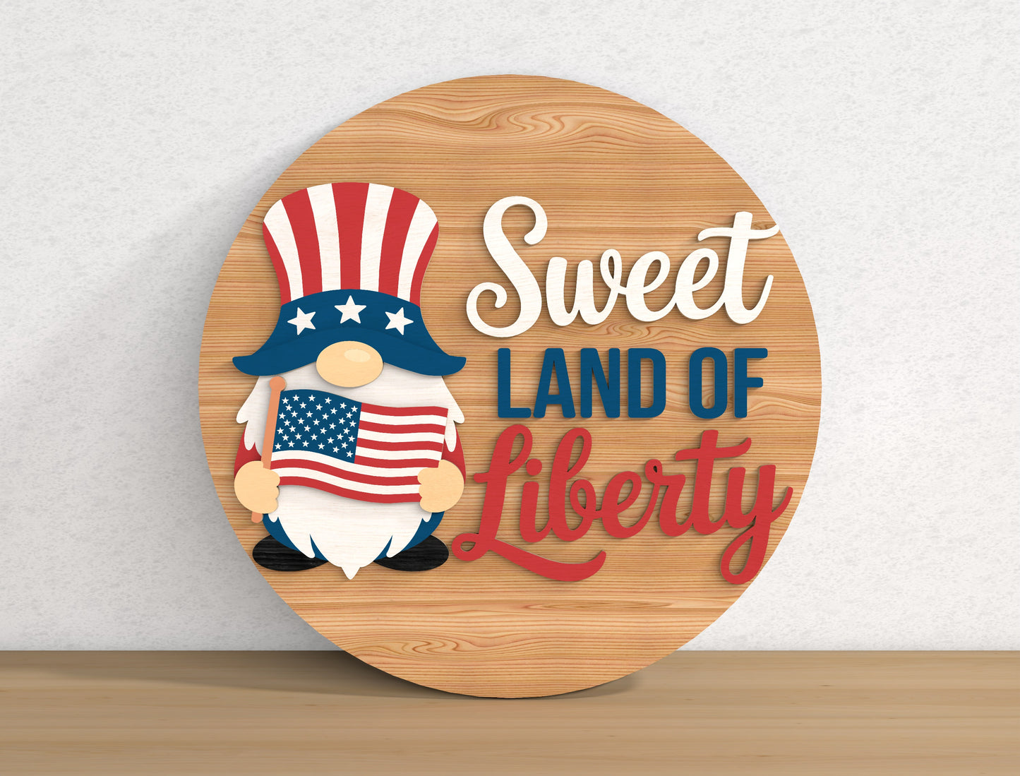 Patriotic Welcome Round Sign SVG Bundle for Glowforge