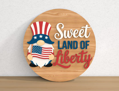 Patriotic Welcome Round Sign SVG Bundle for Glowforge