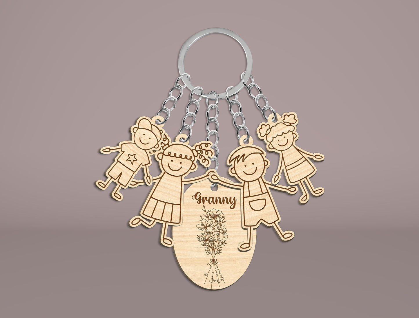 Mom Title Floral Keychain SVG Bundle for LightBurn and Glowforge