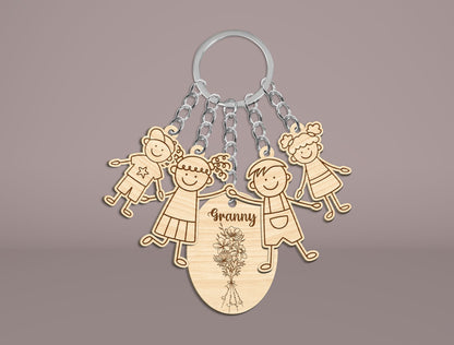 Mom Title Floral Keychain SVG Bundle for LightBurn and Glowforge