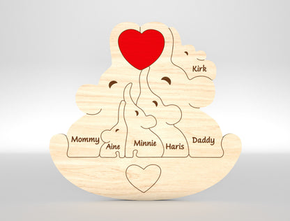 Elephant Family Puzzle Sign SVG Laser Cut File for Glowforge and xTool
