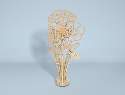 Floral Vase Stand Line Art SVG Bundle for Glowforge and LightBurn
