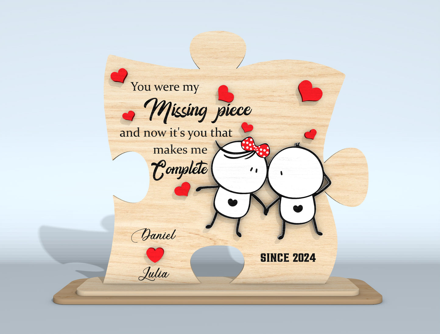 Personalized Puzzle Couple Plaque SVG Bundle Laser Cut File for Glowforge and xTool