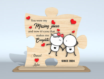 Personalized Puzzle Couple Plaque SVG Bundle Laser Cut File for Glowforge and xTool