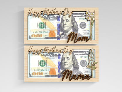 Mother's Day Money Holder SVG Bundle Birth Flower Mom Gift Laser Cut File for xTool and Glowforge
