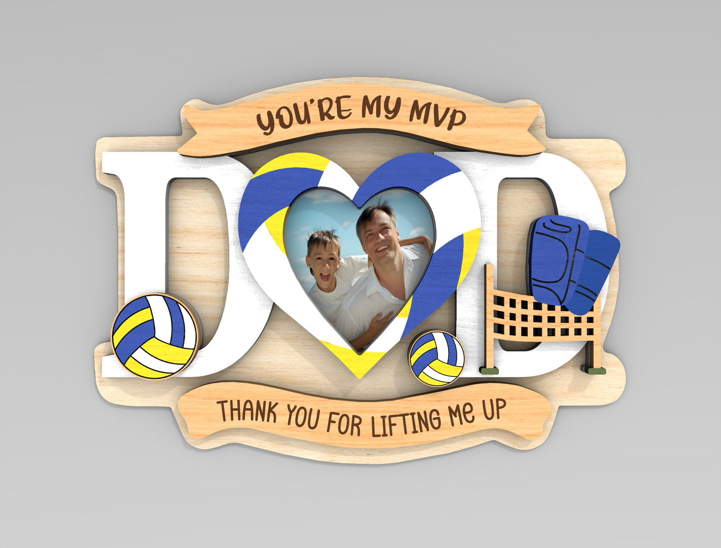 Sports Father's Day Fridge Magnet Photo Frame SVG Bundle for Glowforge and xTool